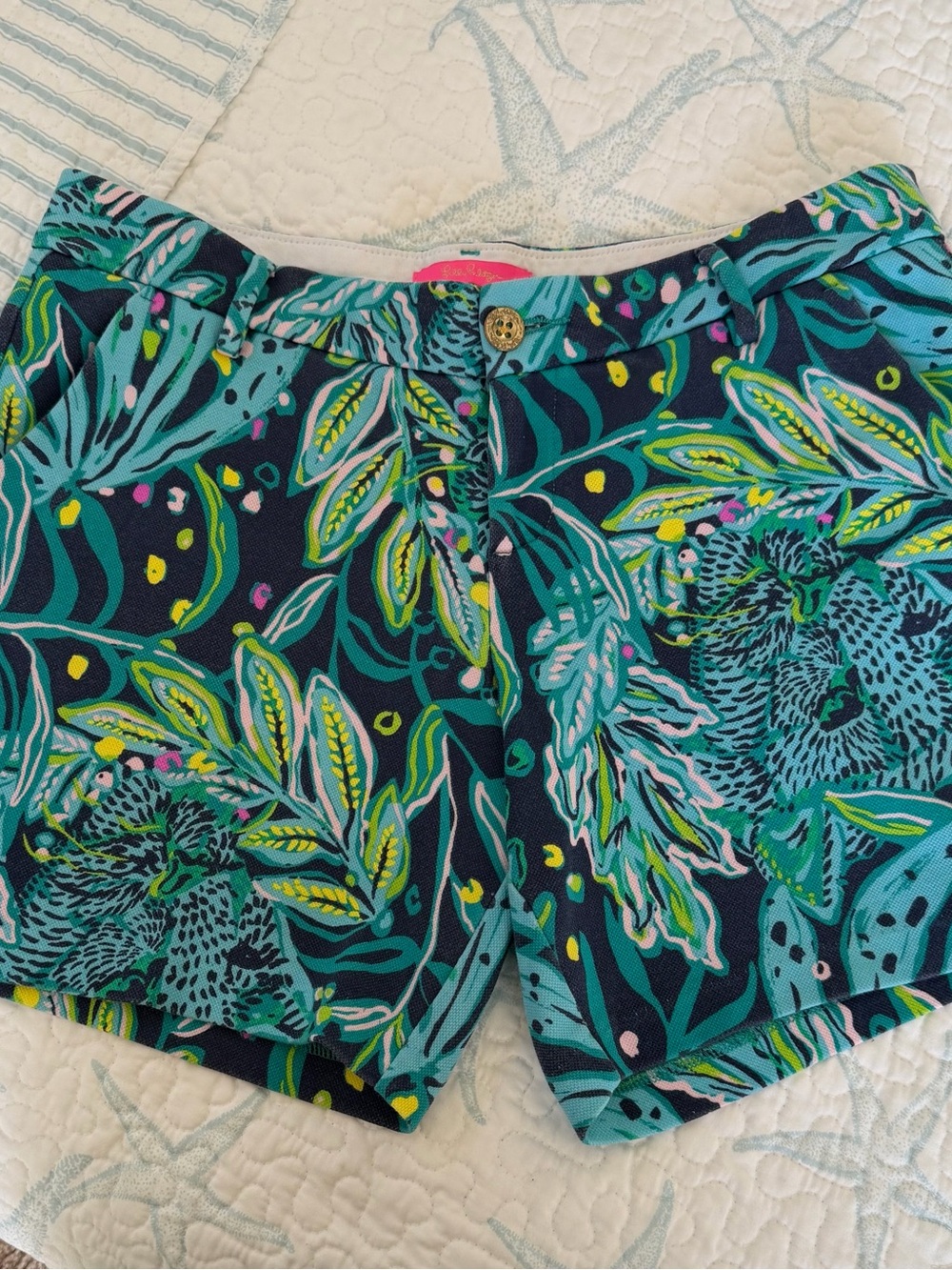 Lilly Pulitzer Teal Multi Floral Bermuda Shorts